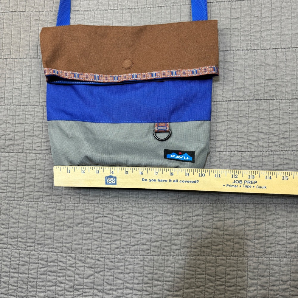 KAVU Kopachuck Crossbody Tote Bag Brown Blue Grey Canvas Travel Outdoors - Picture 7 of 9